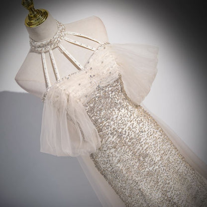 Sleeveless Mesh A-Line Evening Gown