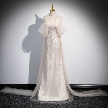 Sleeveless Mesh A-Line Evening Gown