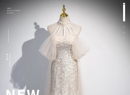 Sleeveless Mesh A-Line Evening Gown