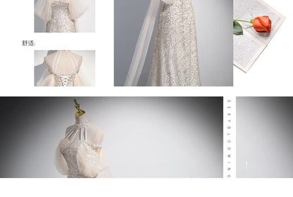 Sleeveless Mesh A-Line Evening Gown