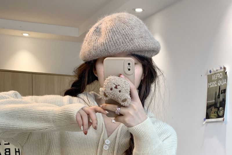 Cardigan Hooded Button-Up Plain