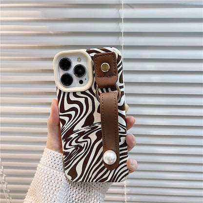 Zebra Print Strap Phone Case - iPhone 15 Pro Max / 15 Pro / 15 Plus / 15 / 14 Pro Max / 14 Pro / 14 Plus / 14 / 13 Pro Max / 13 Pro / 13 / 13 mini / 12 Pro Max / 12 Pro / 12 / 12 mini / 11 Pro Max / 11 Pro / 11