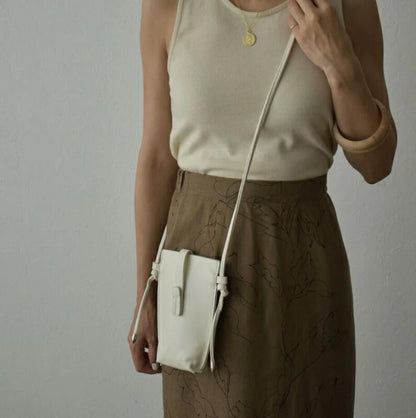 Plain Faux Leather Mobile Phone Crossbody Bag