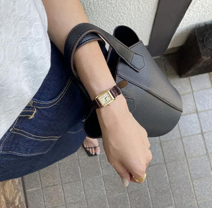 Plain Faux Leather Bucket Bag