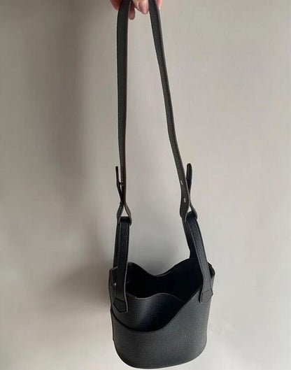 Plain Faux Leather Bucket Bag