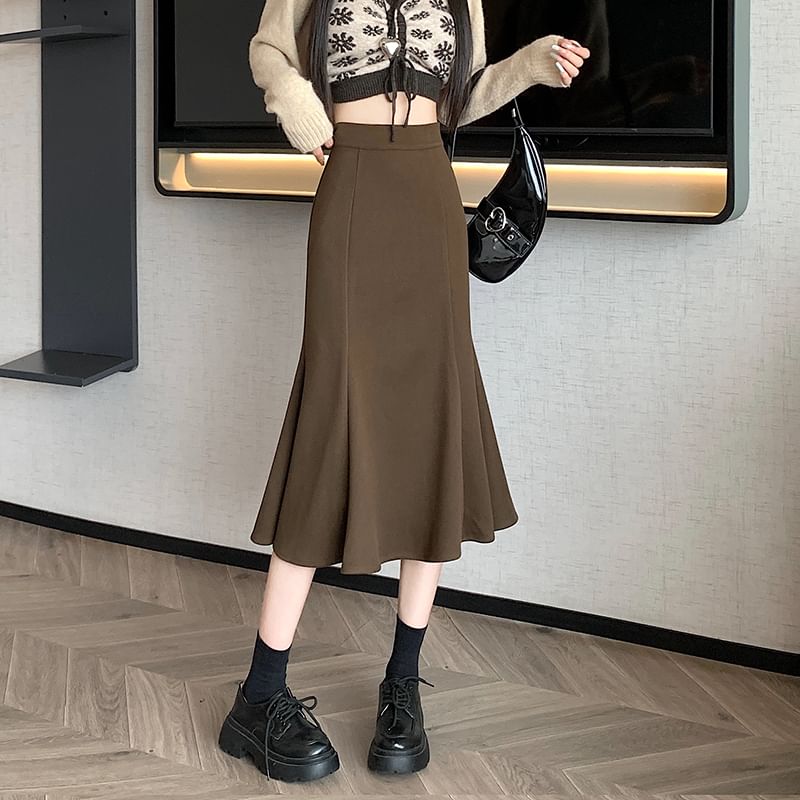 Elegant High-Rise Mermaid Hem Pencil Skirt