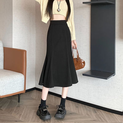 Elegant High-Rise Mermaid Hem Pencil Skirt