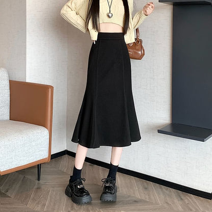 Elegant High-Rise Mermaid Hem Pencil Skirt
