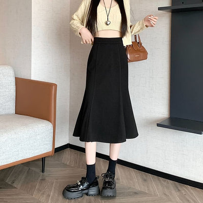 Elegant High-Rise Mermaid Hem Pencil Skirt