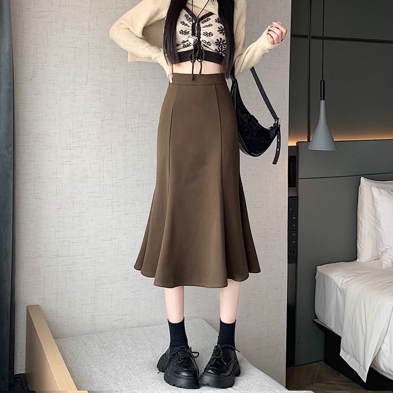 Elegant High-Rise Mermaid Hem Pencil Skirt