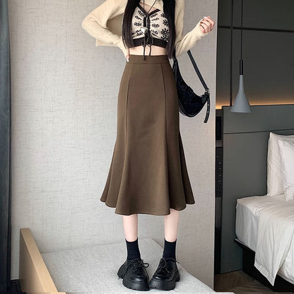 Elegant High-Rise Mermaid Hem Pencil Skirt