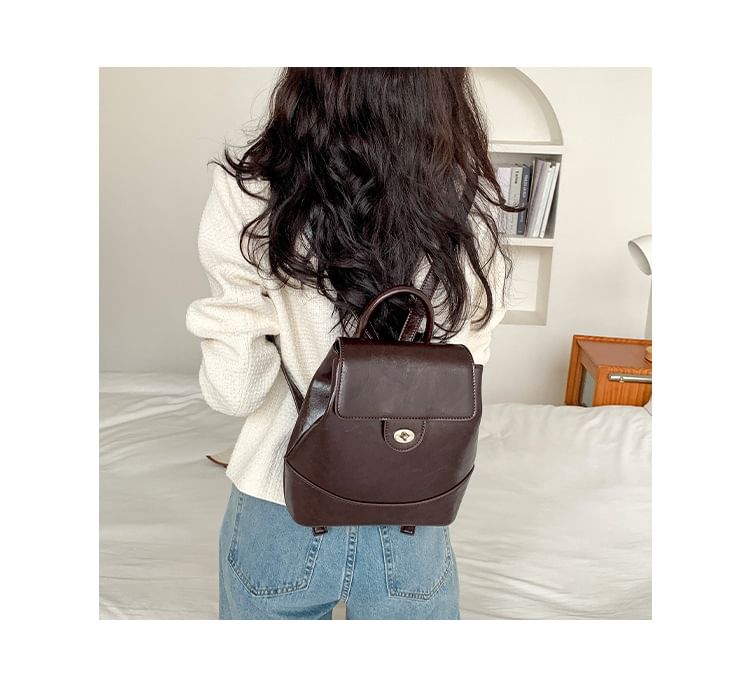 Faux Leather Flap Backpack