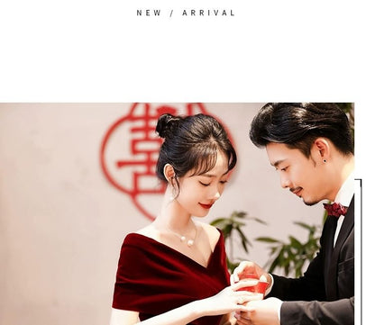 Off-Shoulder Plain A-Line Evening Gown