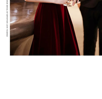 Off-Shoulder Plain A-Line Evening Gown