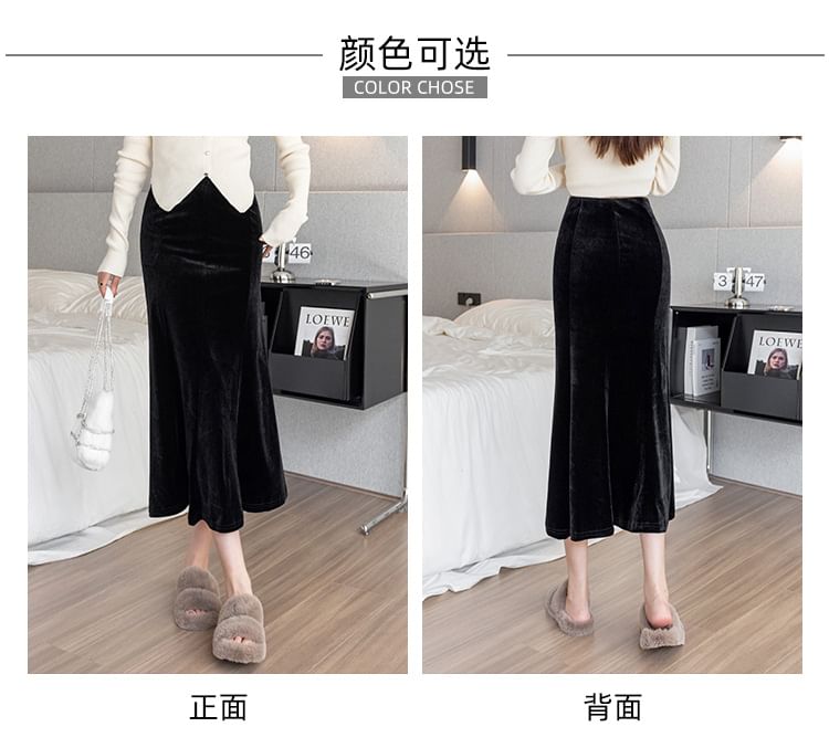 Velvet Mermaid Midi Skirt for Evening Wear