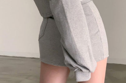 Zip Hoodie and Drawstring Pencil Skirt Set