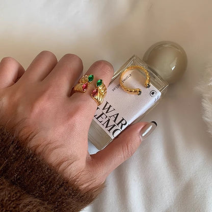 Rhinestone Alloy Open Ring