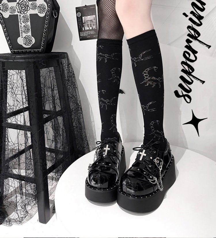 Platform Studded Buckled Cross Lace Up Shoes