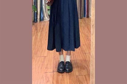 Shirt, Vest, and Pinstriped Pleated Skirt Set