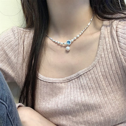 Pendant Choker Alloy Pearl Rhinestone Faux