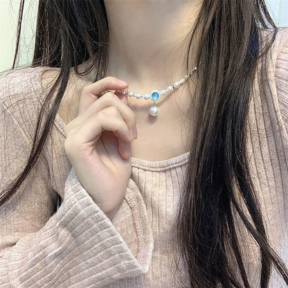 Pendant Choker Alloy Pearl Rhinestone Faux