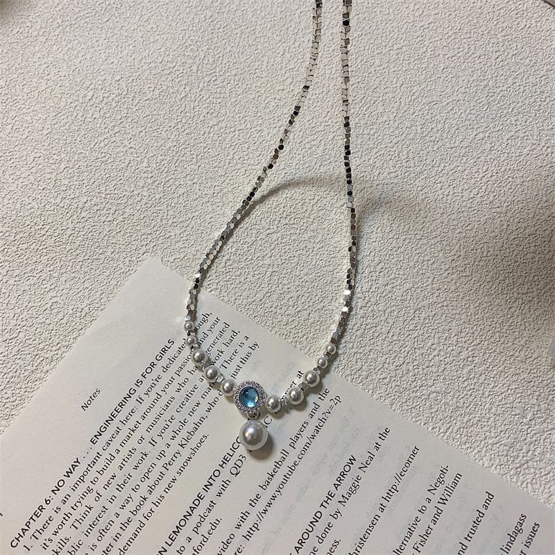 Pendant Choker Alloy Pearl Rhinestone Faux