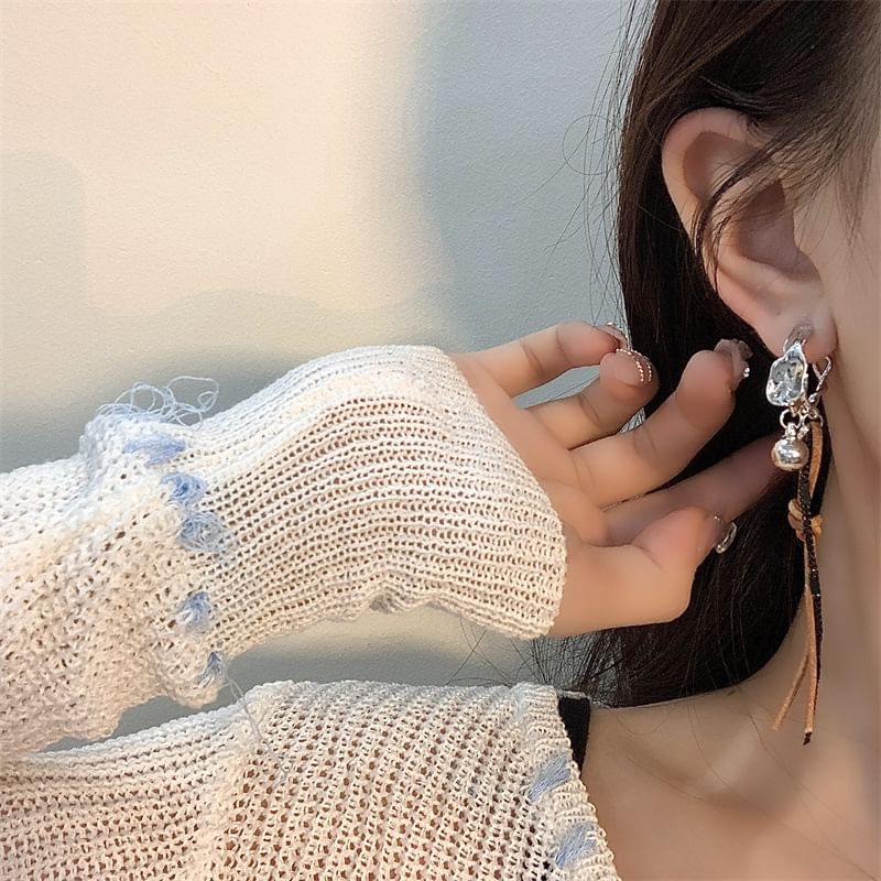 Faux Earring Alloy Dangle Cord Leather