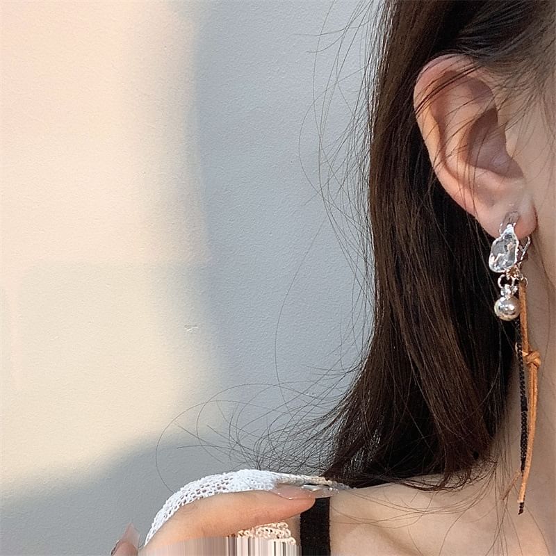 Faux Earring Alloy Dangle Cord Leather