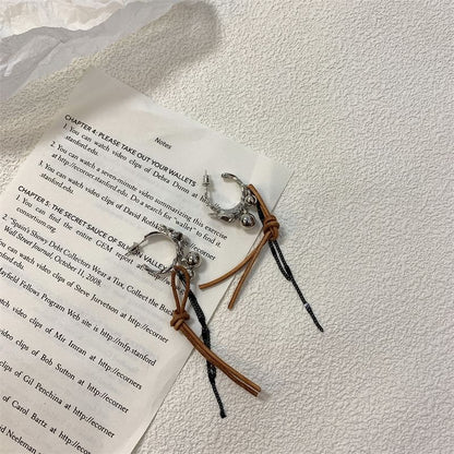 Faux Earring Alloy Dangle Cord Leather