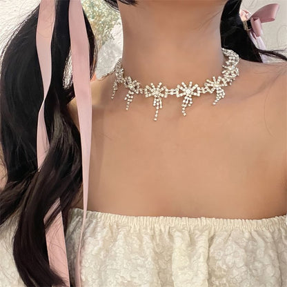 Ribbon Rhinestone Hair Clip