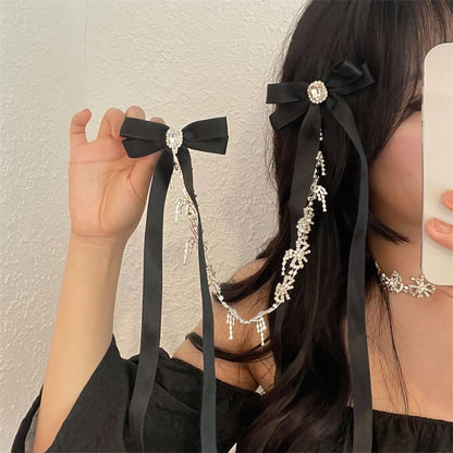 Ribbon Rhinestone Hair Clip