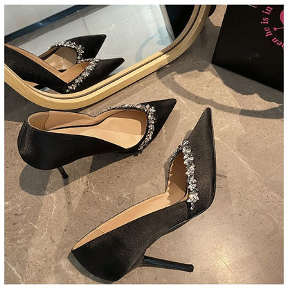 Pointy Stiletto Heel Rhinestone Pumps