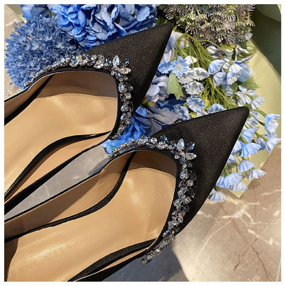 Pointy Stiletto Heel Rhinestone Pumps