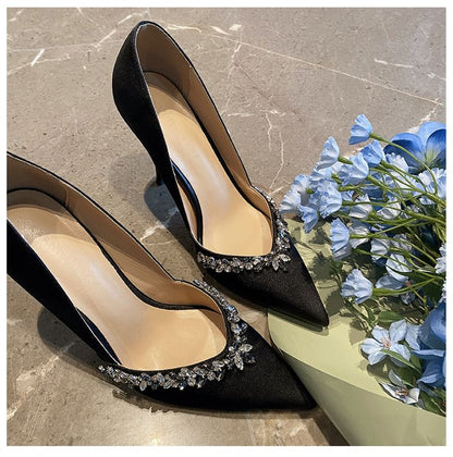 Pointy Stiletto Heel Rhinestone Pumps
