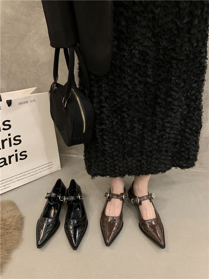 Pointy Paneled Mary Jane Shoes