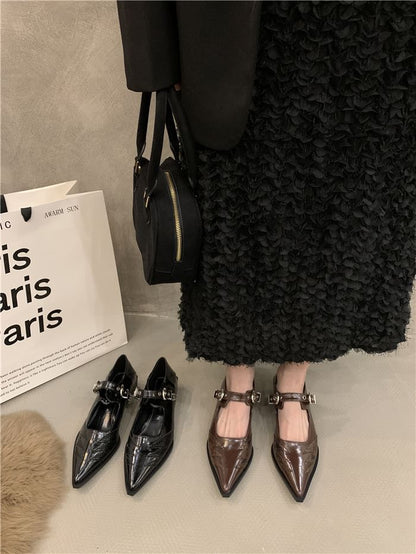 Pointy Paneled Mary Jane Shoes