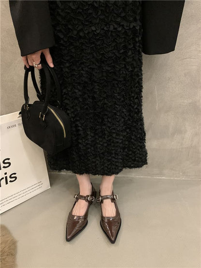 Pointy Paneled Mary Jane Shoes