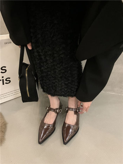 Pointy Paneled Mary Jane Shoes