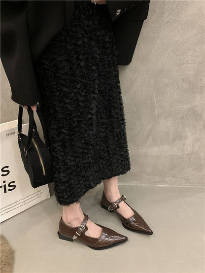 Pointy Paneled Mary Jane Shoes