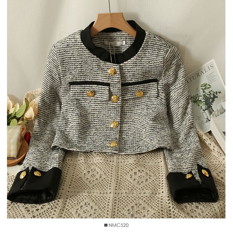 Chic Tweed Jacket and Pleated Skirt Combo