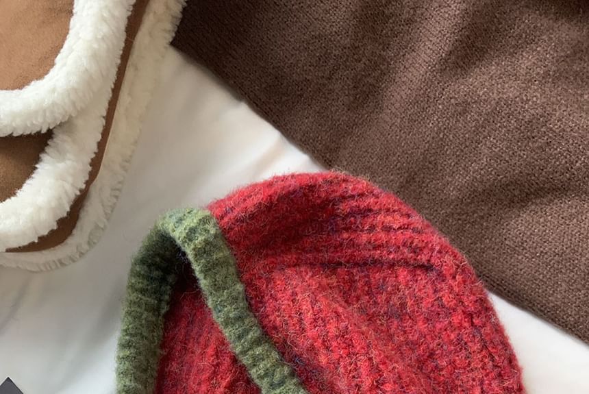 Two Tone Buttoned Knit Balaclava