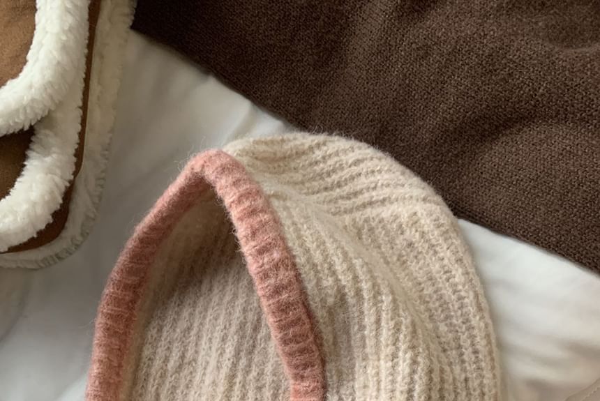 Two Tone Buttoned Knit Balaclava