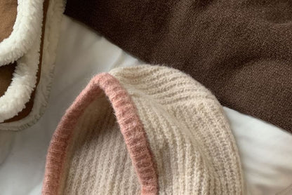 Two Tone Buttoned Knit Balaclava