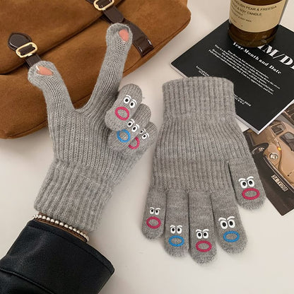 Cartoon Print Touchscreen Knit Gloves
