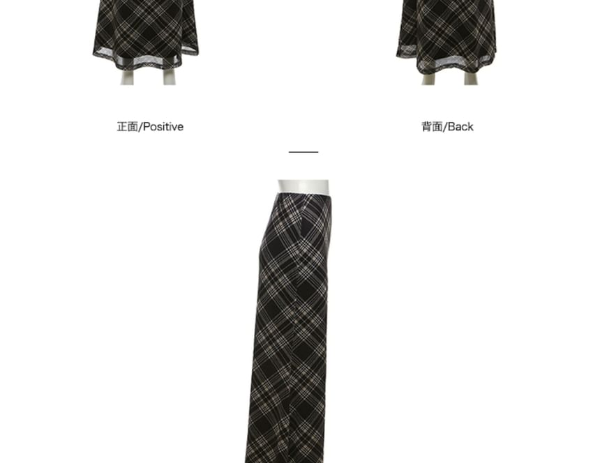 Plaid Maxi Mermaid Skirt with Low Rise