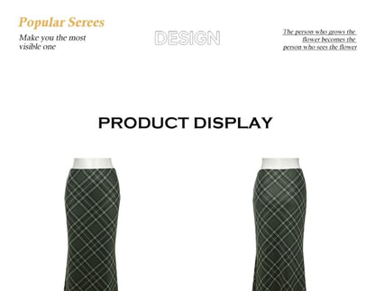 Plaid Maxi Mermaid Skirt with Low Rise