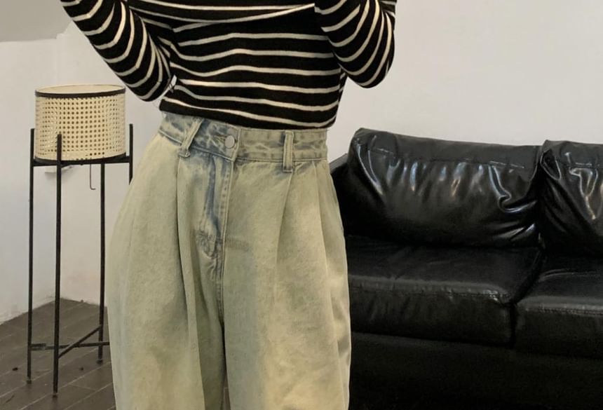 Knit Long-Sleeve Striped Slim-Fit Top