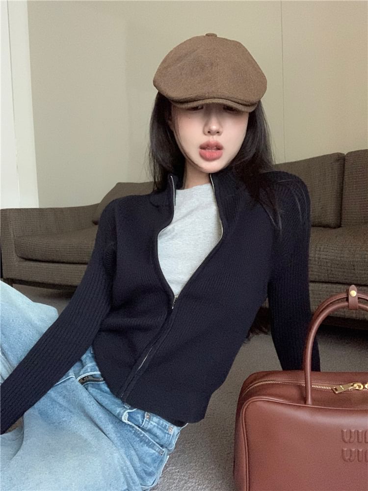 Zip Slim-Fit Plain Sweater