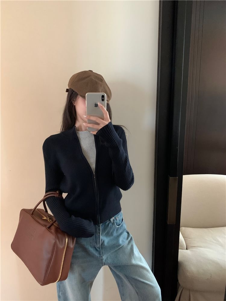 Zip Slim-Fit Plain Sweater