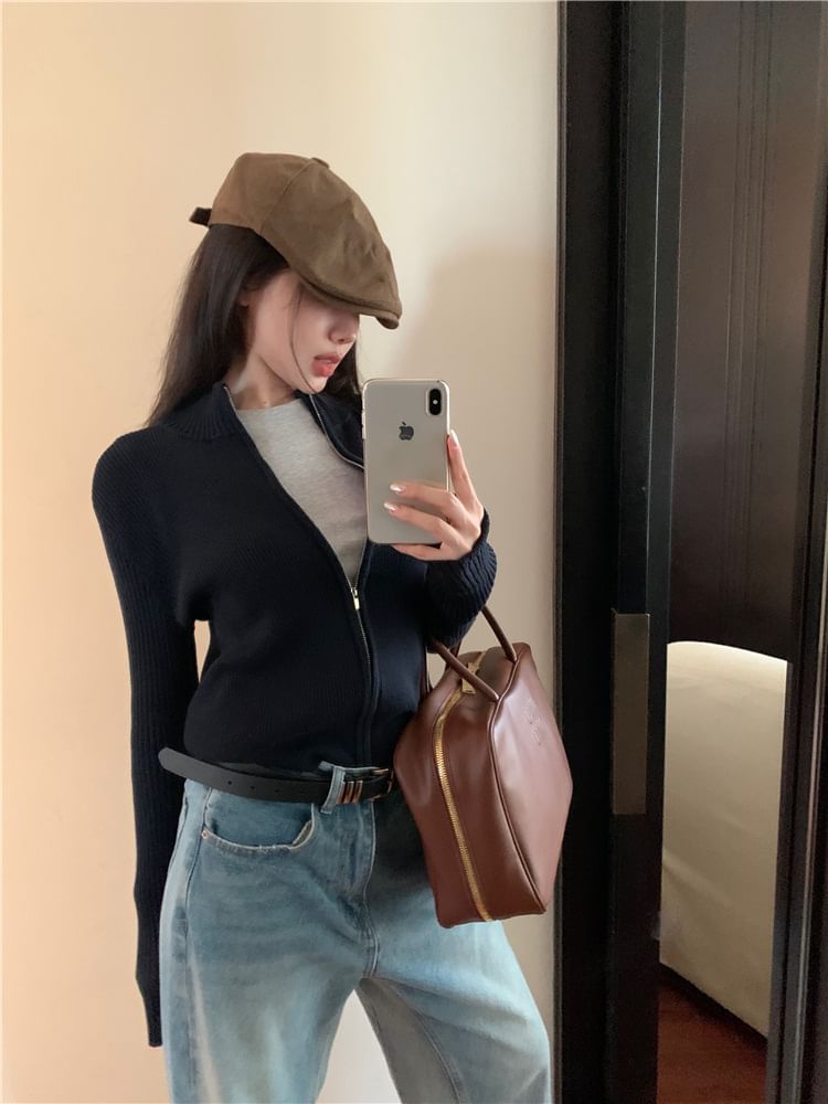 Zip Slim-Fit Plain Sweater